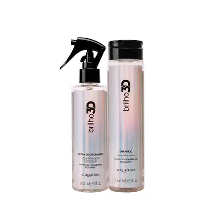 Imagem do produto Kit Acquaflora Brilho 3D Shampoo Spray Disciplinante (2 produtos)