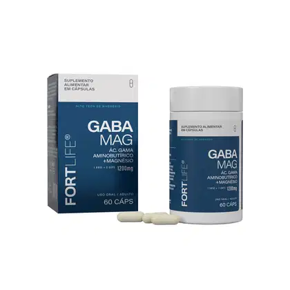 Imagem do produto GabaMag (Ácido gama Aminobutírico + Magnésio) 1200mg 60 Cápsulas FortLife