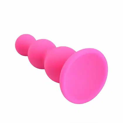 Plug anal em silicone pink em formato escalonado.