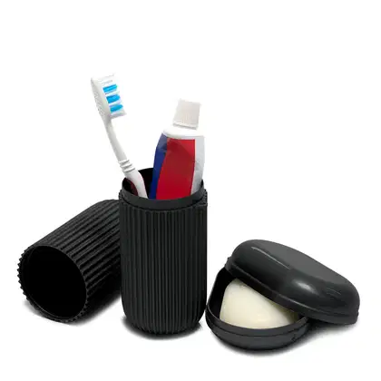 Imagem do produto Kit de Higiene Porta Escova + Saboneteira Preto - Santa Clara
