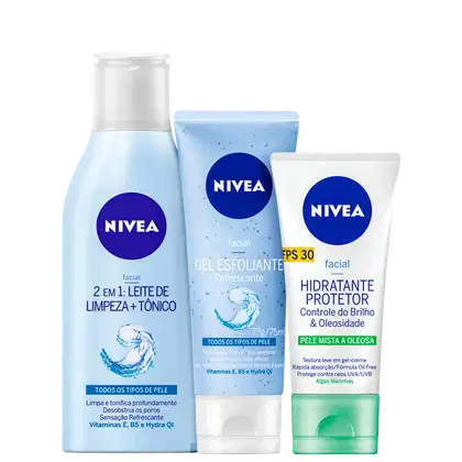 Imagem do produto Kit NIVEA Limpeza Profunda + Hidratação Controle do Brilho (3 Produtos)