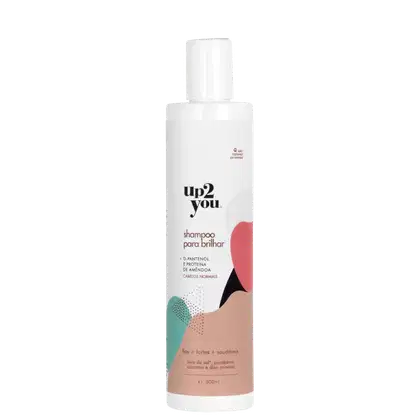 Embalagem plástica branca opaca de 300ml. Rótulo com o nome da marca e do produto em letras pretas e detalhes gráficos abstratos em tons de rosa, verde e bege.