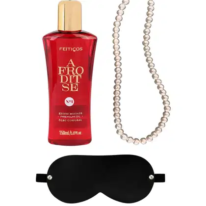 Imagem do produto Afroditse - Kit Óleo de Massagem Relaxante Colar de Perolas e Tapa Olho