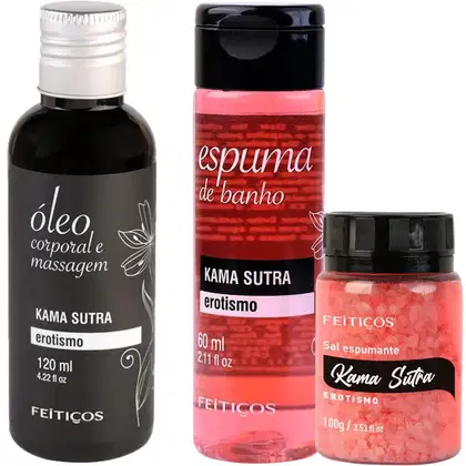 Imagem do produto Kit Óleo De Massagem Corporal E Espuma E Sal Banho Kamasutra