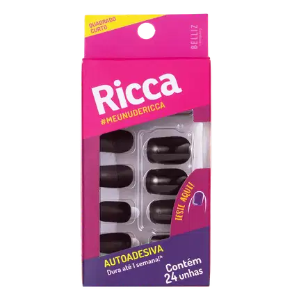 Imagem do produto Ricca Quadrado Curto Chocolate Marrom - Unhas Postiças (24 Unidades)