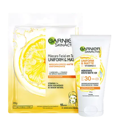 Imagem do produto Kit Garnier SkinActive Uniform & Matte Vitamina C Mask (2 Produtos)