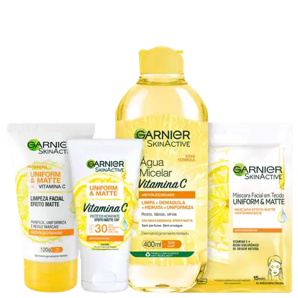 Imagem do produto Kit Garnier SkinActive Uniform & Matte + Antioleosidade Vitamina C (4 Produtos)