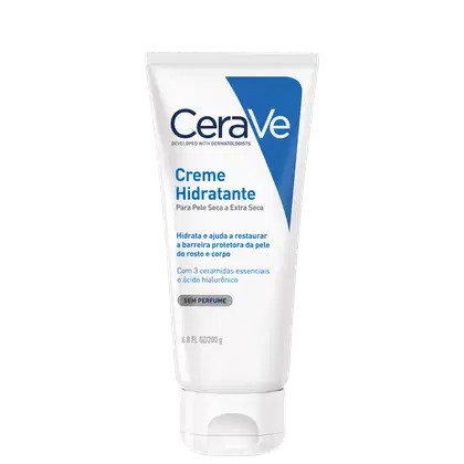 A imagem mostra o Creme Hidratante CeraVe Pele Seca a Extra Seca.