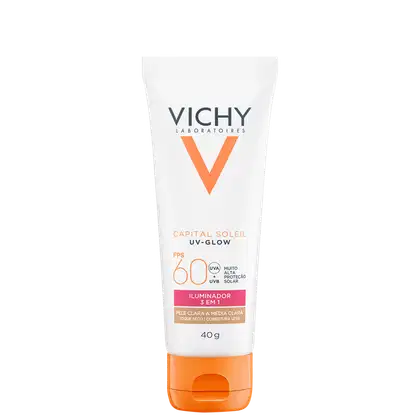 Imagem do produto Vichy Capital Soleil Radiance UV-Glow FPS 60 Pele Clara a Média Clara - Protetor Solar com Cor 40g