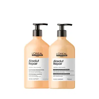 Kit L'Oréal Professionnel Absolut Repair Gold Quinoa + Protein Duo Basic, 2 produtos.
