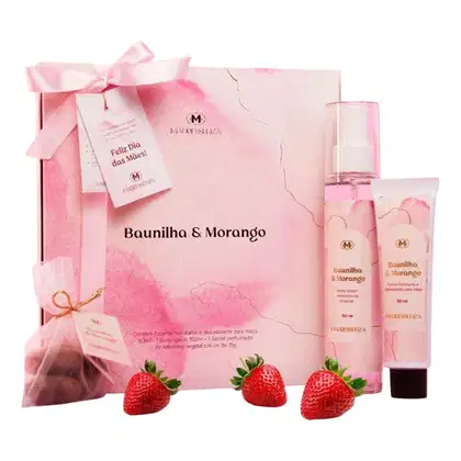 Imagem do produto Kit Baunilha e Morango Creme para Mãos + Body Splash + Sabonete Madressenza