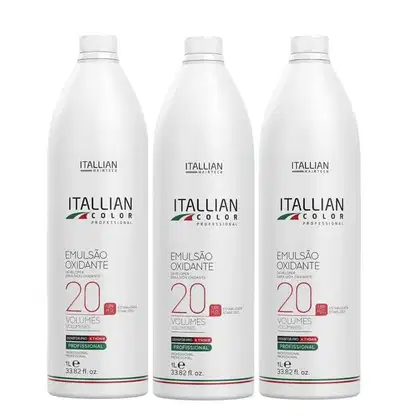 Imagem do produto Itallian Color 3 Emulsão Oxidante 20 Volumes 1L – Profissional (3 Emulsão)