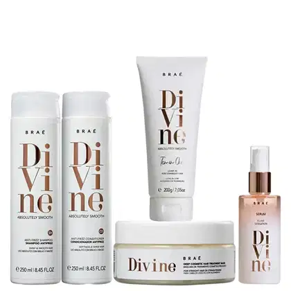 Imagem do produto Kit Braé Divine - Shampoo 250ml + Condicionador 250ml + Máscara 200g + Leave-in 200g + Sérum 60ml