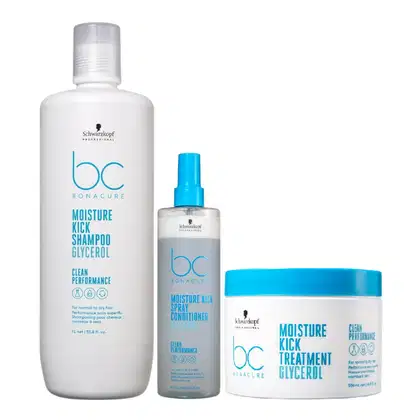 Imagem do produto Kit Schwarzkopf Professional BC Moisture Kick Glycerol - Shampoo 1L + Máscara 500ml + Spray Conditioner 200ml