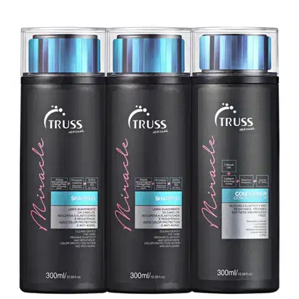 Kit TRUSS Miracle Trio Care, 3 produtos.