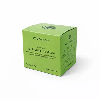 Imagem do produto Chá Verde Ginger Lemon Moncloa 15g. Caixa com 10 Sachês.
