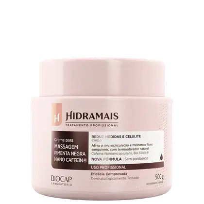 Imagem do produto Hidramais Pimenta Negra Nano Caffein - Creme de Massagem 500g