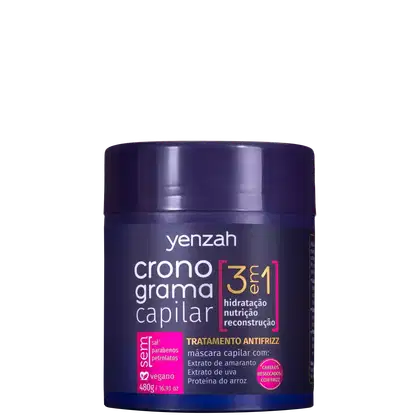 Imagem do produto Yenzah Cronograma Capilar 3 em 1 Antifrizz - Máscara Capilar 480g