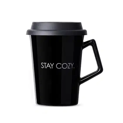 Imagem do produto Caneca de Cerâmica com Tampa Stay  Cozy Moncloa Preta 300ml