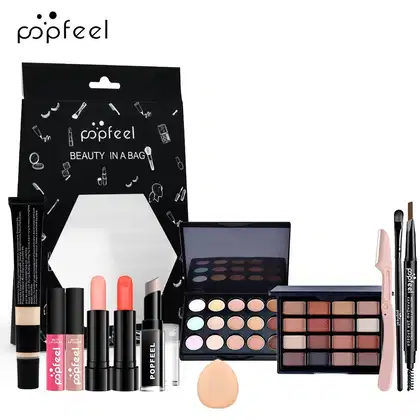 Imagem do produto Kit de Maquiagem com Maleta sombras, blushes, bastões, pincéis 1