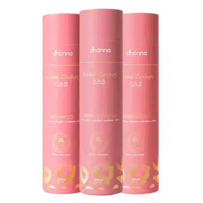 Imagem do produto Trio Cachos Creme de Pentear, Shampoo e Condicionador - Dhona | Ideal para Cachos Definidos e Hidratados