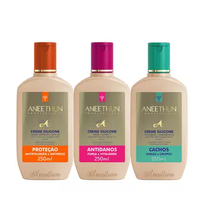 Imagem do produto Aneethun Trio Linha A Creme de Silicone 250ml (Proteção + Antidanos +Cachos)