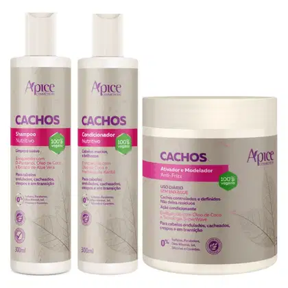 Imagem do produto Kit Apse Shampoo + Condicionador + Ativador De Cachos Tratamento Capilar Cacheado Profissional