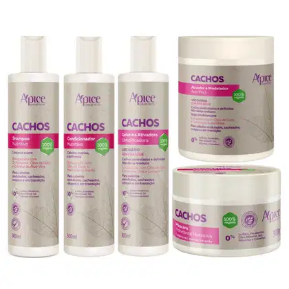 Imagem do produto Kit Apse Cachos 5 Itens Tratamento Capilar Completo Cabelo Vegano Higienização Limpeza Finalização