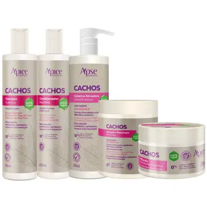 Imagem do produto Kit Apse Cachos 5 Itens Tratamento Capilar Completo Grande Vegano Higienização Limpeza Finalização