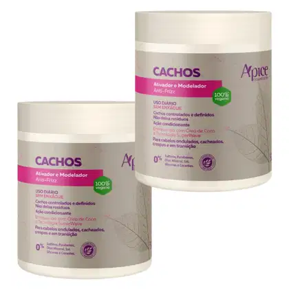 Imagem do produto Kit 2 Ativador E Modelador De Cachos Apse Vegano Anti Frizz Creme De Pentar Uso Diario 1Kg