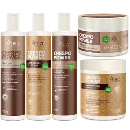 Imagem do produto Kit Apse Crespo Power Linha Completo 5 Produtos Tratamento Cabelo Vegano Profissional	