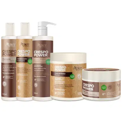 Imagem do produto Kit Apse Crespo Power Linha Completo 5 Produtos Tratamento Cabelo Vegano Profissional Grande	