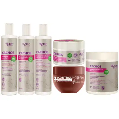 Imagem do produto Kit Apse Cachos 5 Itens + Mascara PH Control Tratamento Capilar Completo Cabelo Vegano