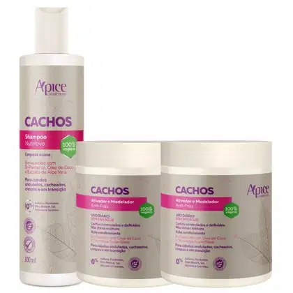 Imagem do produto Kit Apse Cachos Shampoo + 2 Ativador De Cachos Tratamento Capilar Cacheado Vegano
