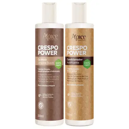 Imagem do produto Kit Apse Crespo Power Co Wash + Condicionador Acidificante Hidratação Cabelo Vegano Profissional