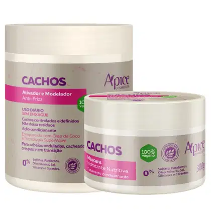 Imagem do produto Kit Apse Cachos Ativador De Cachos + Mascara Hidratação Capilar Vegano