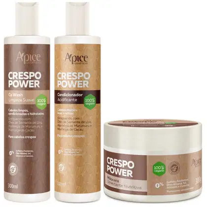 Imagem do produto Kit Apse Crespo Power Co Wash + Condicionador + Mascara Umectante Nutritiva Cabelo Vegano	