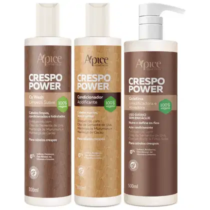Imagem do produto Kit Apse Crespo Power Co Wash + Condicionador + Gelatina Umidificadora Ativadora Grande Vegano