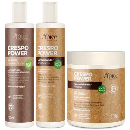 Imagem do produto Kit Apse Crespo Power Co Wash + Condicionador + Creme De Pentear Nutritivo Cabelo Vegano