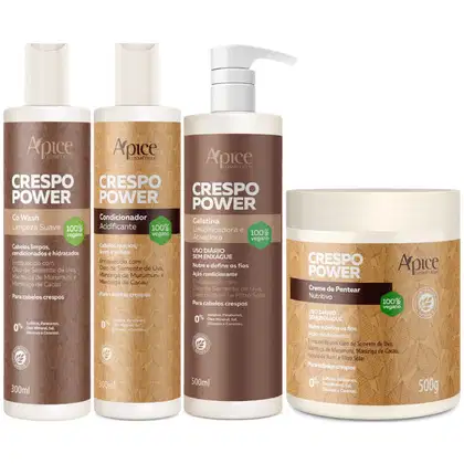 Imagem do produto Kit Apse Crespo Power Co Wash + Condicionador + Gelatina + Creme De Pentear Grande Cabelo Vegano	