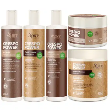 Imagem do produto Kit Apse Crespo Power Linha Completo 5 Produtos C/ Co Wash Tratamento Cabelo Vegano Profissional	