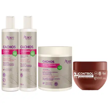 Imagem do produto Kit Apse Cachos Antiporosidade Shampoo Condicionador Ativador De Cachos + Mascara Ph Control 300g