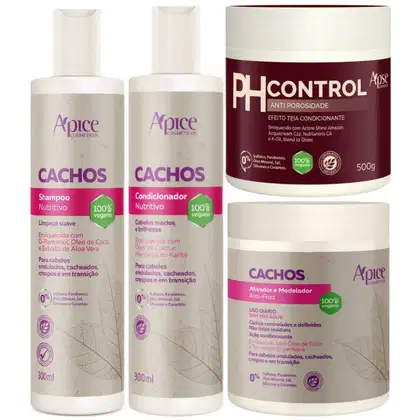 Imagem do produto Kit Apse Cachos Anti Porosidade Shampoo Condicionador Ativador E Mascara Ph Control Grande