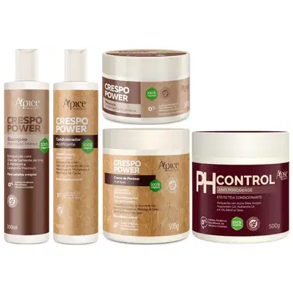 Imagem do produto Kit Crespo Power Apse Anti Porosidade Capilar 5 Produtos Completo Com Mascara Ph Control 500g	