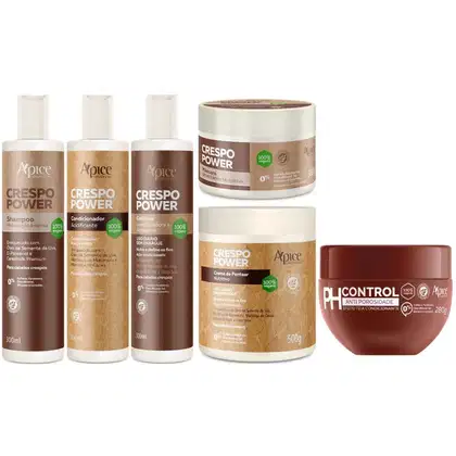 Imagem do produto Kit Apse Crespo Power Anti Porosidade Tratamento Capilar Completo 6 Produtos Ph Control Vegano	