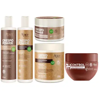 Imagem do produto Kit Apse Crespo Power 5 Produtos Anti Porosidade Capilar Completo Com Mascara Ph Control 300g	