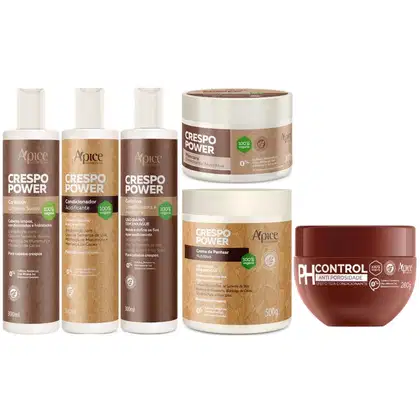 Imagem do produto Kit Crespo Power Apse Tratamento Capilar Anti Porosidade Completo 6 Produtos Ph Control Vegano	