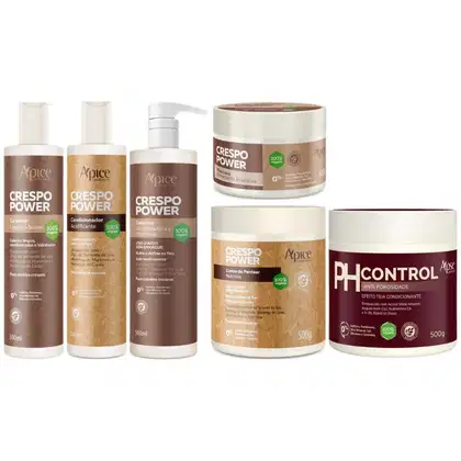Imagem do produto Kit Crespo Power Apse Tratamento Capilar Anti Porosidade Grande 6 Produtos Ph Control Vegano	