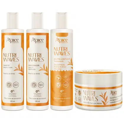 Imagem do produto Kit Apse Apice Nutri Waves 4 Produtos Tratamento Completo Com Gelatina Acidificante Capilar Vegano