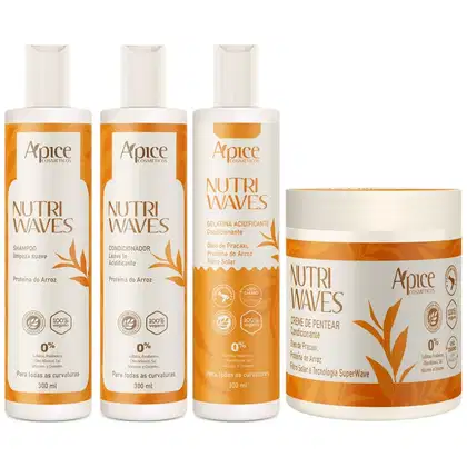 Imagem do produto Kit Apse Apice Nutri Waves Tratamento Completo 4 Produtos Gelatina Acidificante E Creme De Pentear